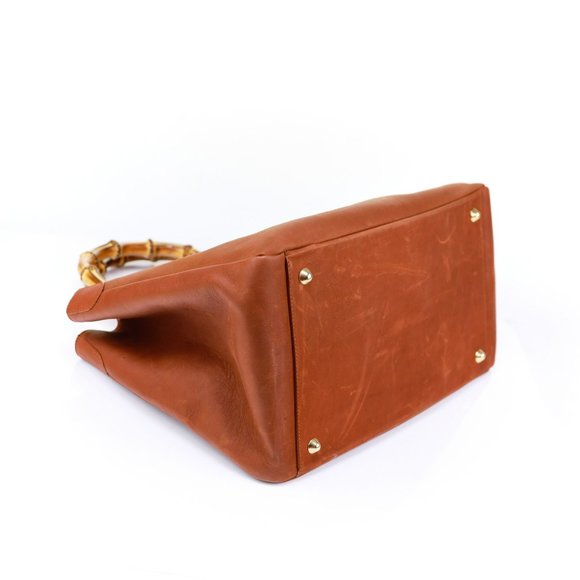 Mark and Graham Bamboo Elisabetta Tote Hazelnut Made in Italy - Picture 8 of 11